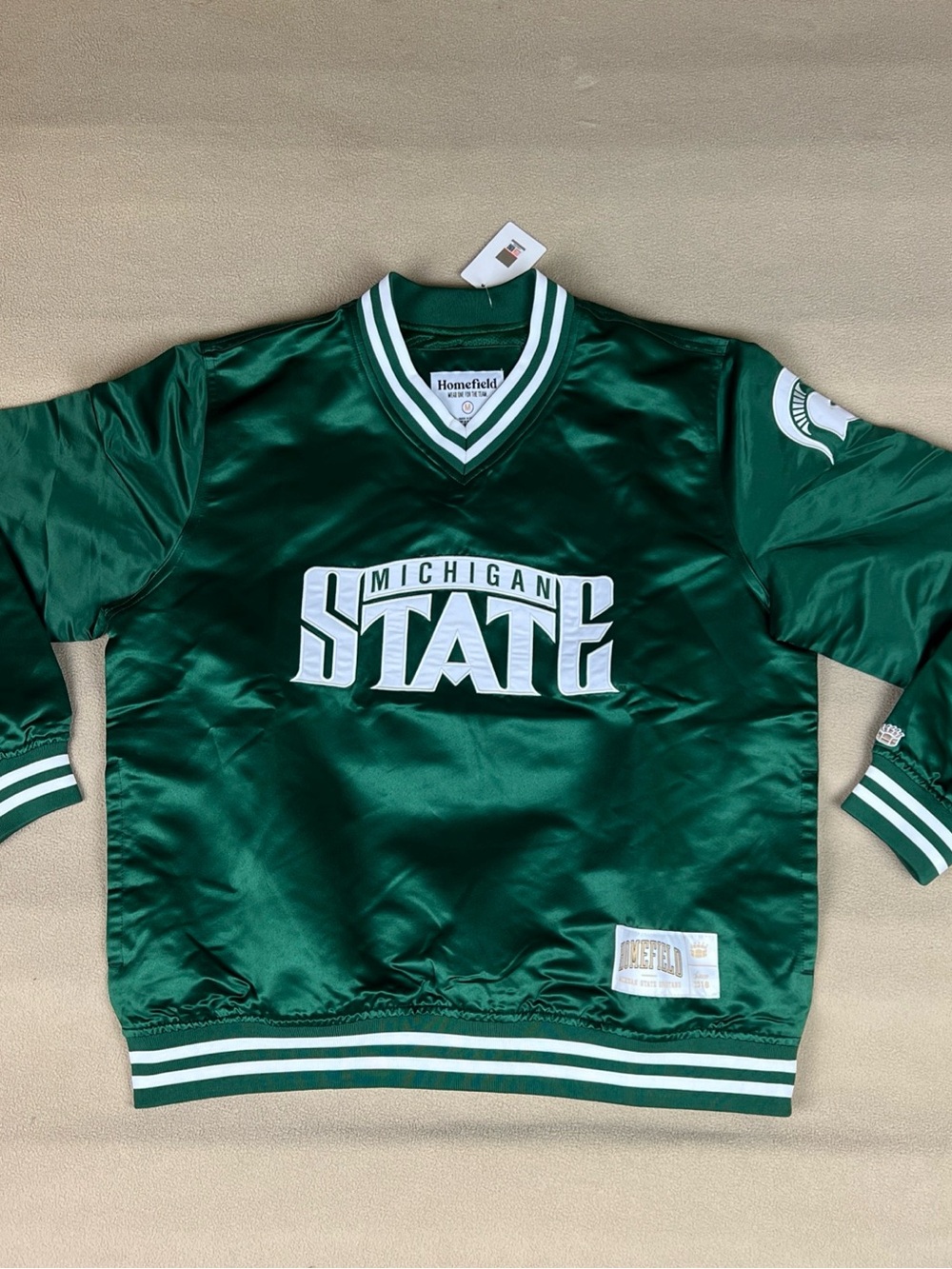Homefield NCAA Michigan State Spartans Retro Pullover Windbreaker. Men's Sz M
